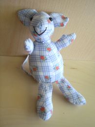 Doudou Souris Francoise saget Blanc bleu orange 