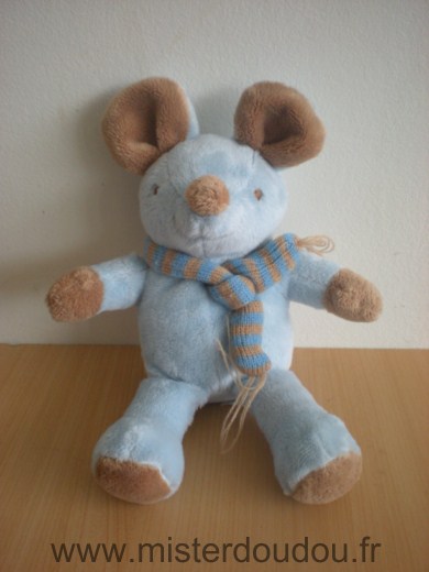 Doudou Souris Graine d éveil Bleu marron 