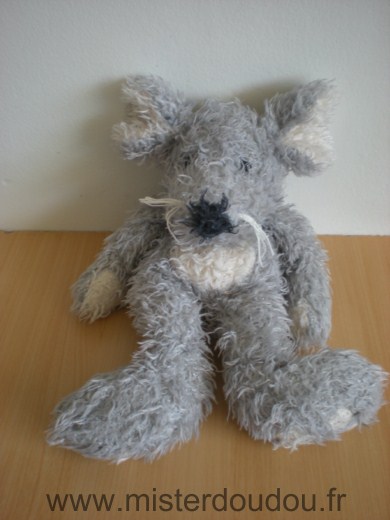 Doudou Souris Happy horse Gris blanc nez noir 