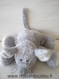 Doudou Souris Ibtt design Gris ventre et interieur des oreilles blanc bouche marron 