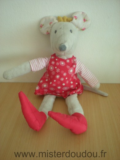 Doudou Souris Ikéa Gris robe rouge 