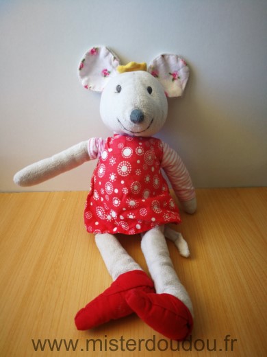 Doudou Souris Ikéa Gris robe rouge 