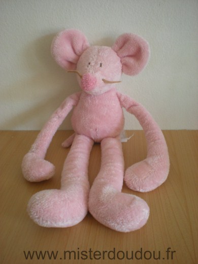 Doudou Souris Jacadi Rose Scratch aux mains et pieds