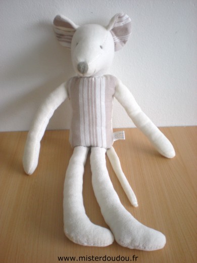 Doudou Souris Jardin dulysse Blanc beige 