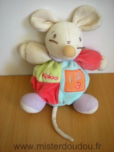 Doudou Souris Kaloo 123 bleu vert rouge 