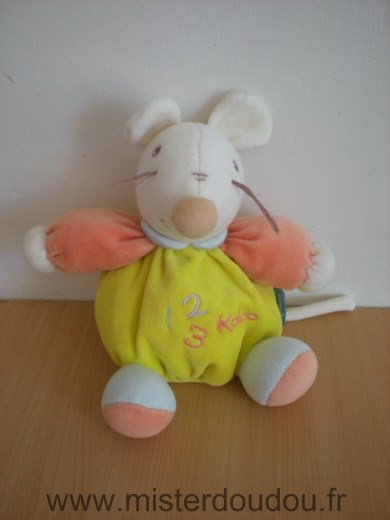 Doudou Souris Kaloo Jaune orange 123 