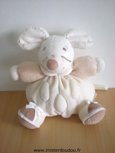 Doudou Souris Kaloo Pure : ecru beige blanc 