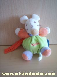 Doudou Souris Kaloo Vert orange mauve blanc Mini kaloo attache sucette