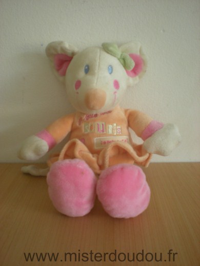 Doudou Souris Kiabi baby Robe orange rose je suis une souris comme ca 