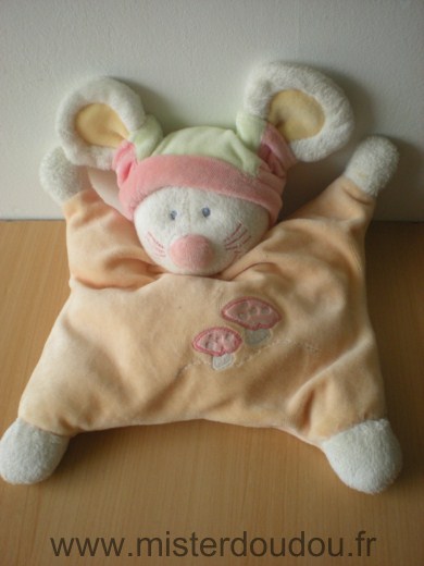 Doudou Souris Kiabi baby Semi plat orange chamignon 