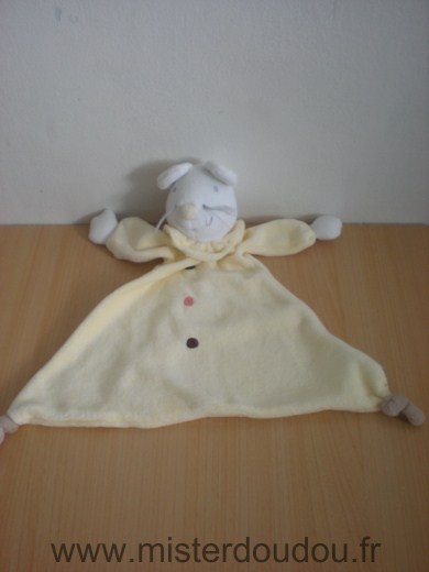 Doudou Souris King bear Jaune blanc 