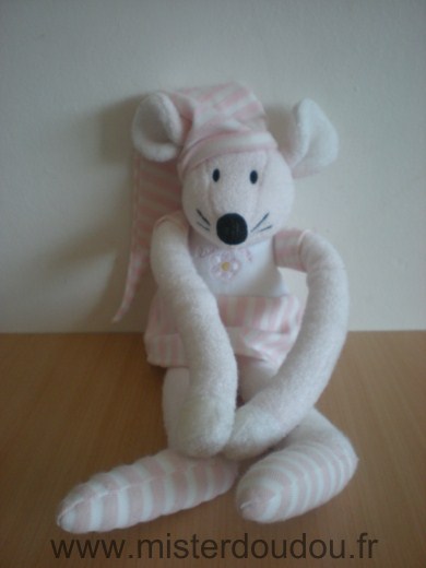 Doudou Souris Luminou Blanc phosphorescent rose 