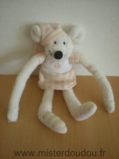 Doudou Souris Luminou Rose blanc 