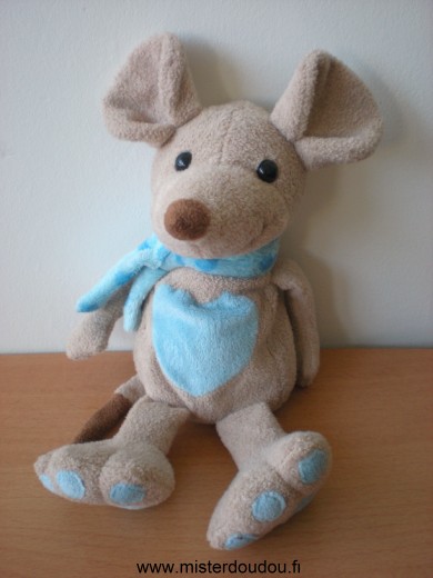 Doudou Souris - marque non connue - Beige coeur bleu 