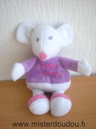 Doudou Souris - Marque non connue - Blanc rose violet brodé petite souris 