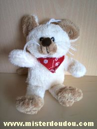 Doudou Souris - Marque non connue - Ecru bandana rouge 