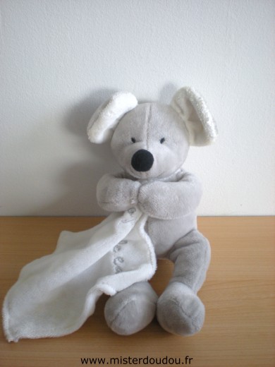 Doudou Souris Maxita Gros mouchoir blanc 