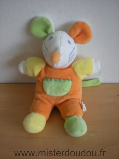 Doudou Souris Maxita Orange jaune vert 