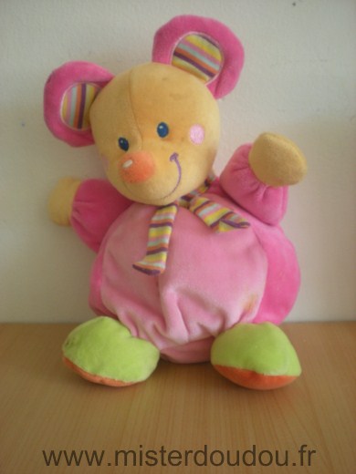 Doudou Souris Mots d enfants Rose echarpe rayee 