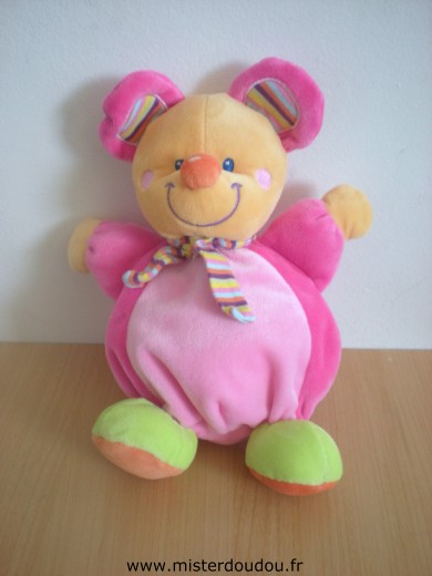 Doudou Souris Mots d enfants Rose vert orange 