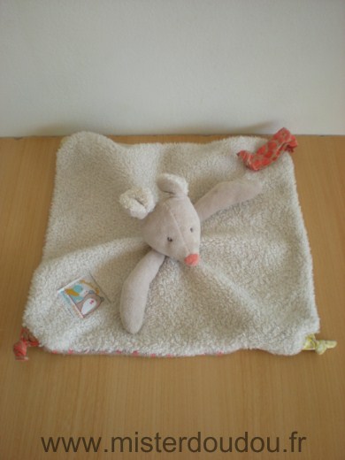 Doudou Souris Moulin roty Beige biscotte et pompon 