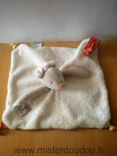 Doudou Souris Moulin roty Beige ecru biscotte et pompon 