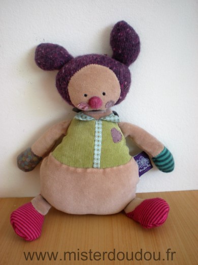 Doudou Souris Moulin roty Beige vert violet famille petitspas 