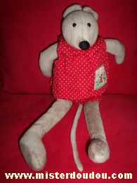 Doudou Souris Moulin roty Grise tshirt short rouge 