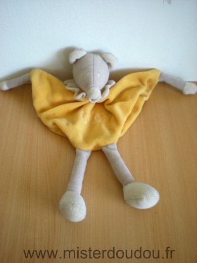 Doudou Souris Moulin roty Jaune gris titou 