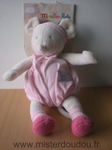 Doudou Souris Moulin roty Lila et patachon, rose 