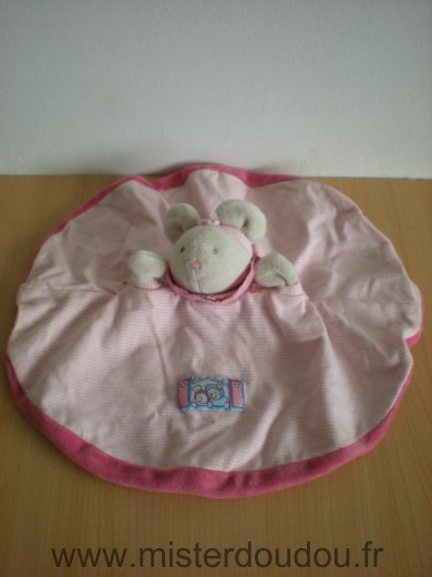 Doudou Souris Moulin roty Lila et patachon rose fushia rayures blanc rose 