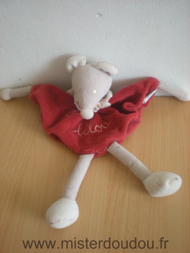 Doudou Souris Moulin roty Lilou borceau gris 