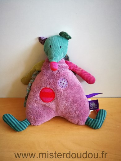 Doudou Souris Moulin roty Mauve rond rose les jolis pas beaux 