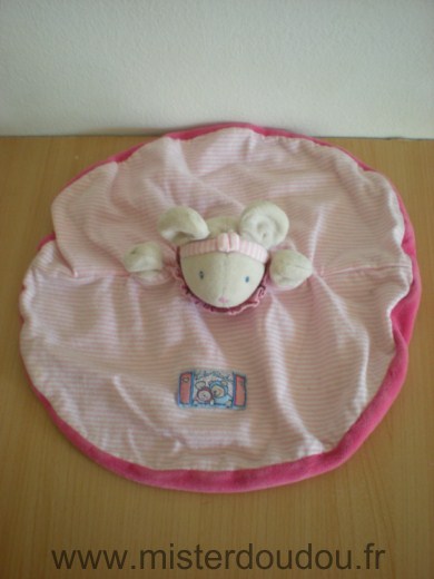 Doudou Souris Moulin roty Raye rose blanc lila et patachon 