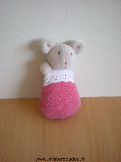 Doudou Souris Moulin roty Rose Mini doudou avec attache pour suspendre à un mobile