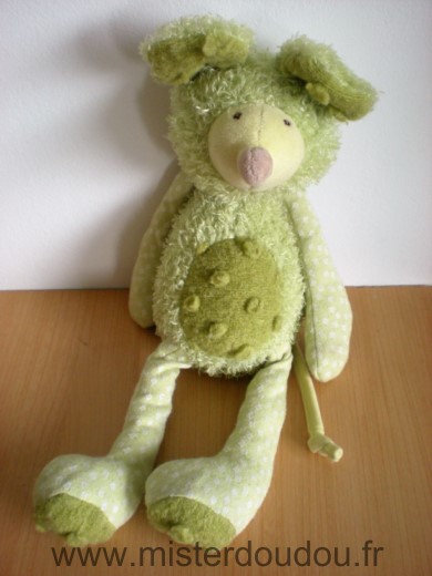 Doudou Souris Moulin roty Zazous verte 