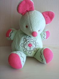 Doudou Souris Mundia Vert rouge 