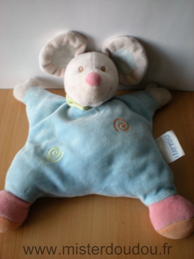 Doudou Souris Nattou Bleu gris spirales Quelques traces legeres non parties au lavage