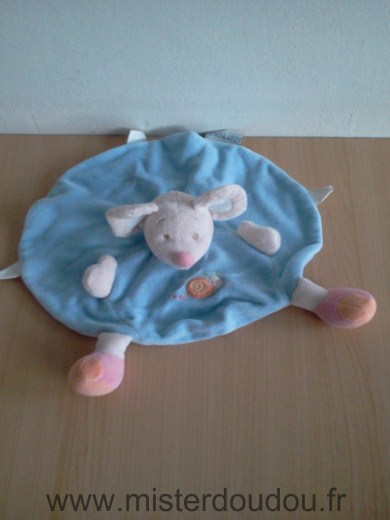 Doudou Souris Nattou Bleu motif escargot 