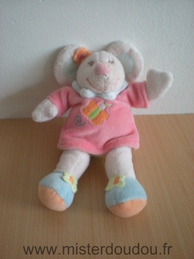 Doudou Souris Nattou Grise robe rose 