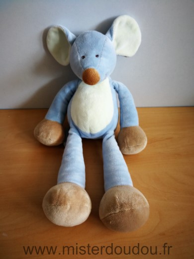 Doudou Souris Nicotoy Bleu blanc 