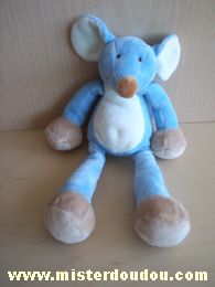 Doudou Souris Nicotoy Bleu marron blanc 