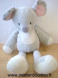 Doudou Souris Nicotoy Gris blanc rose 