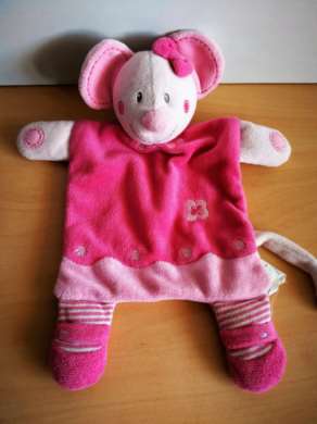 Doudou Souris Nicotoy Rose blanc 