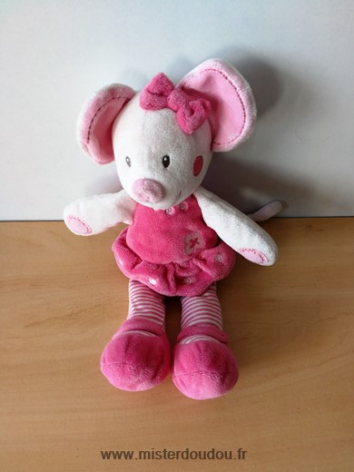 Doudou Souris Nicotoy Rose blanc 