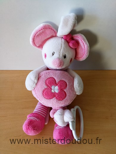 Doudou Souris Nicotoy Rose blanc 