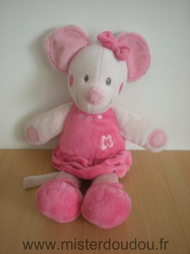Doudou Souris Nicotoy Rose robe rose 