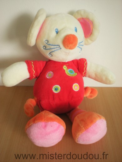 Doudou Souris Nicotoy Rouge blanc 