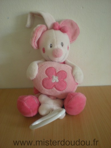 Doudou Souris Nicotoy Souris kiabi rose tenant ballon musical avec fleur 