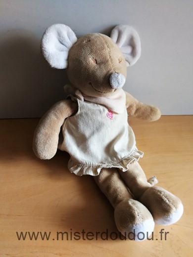 Doudou Souris Noukie s Beige robe rose 